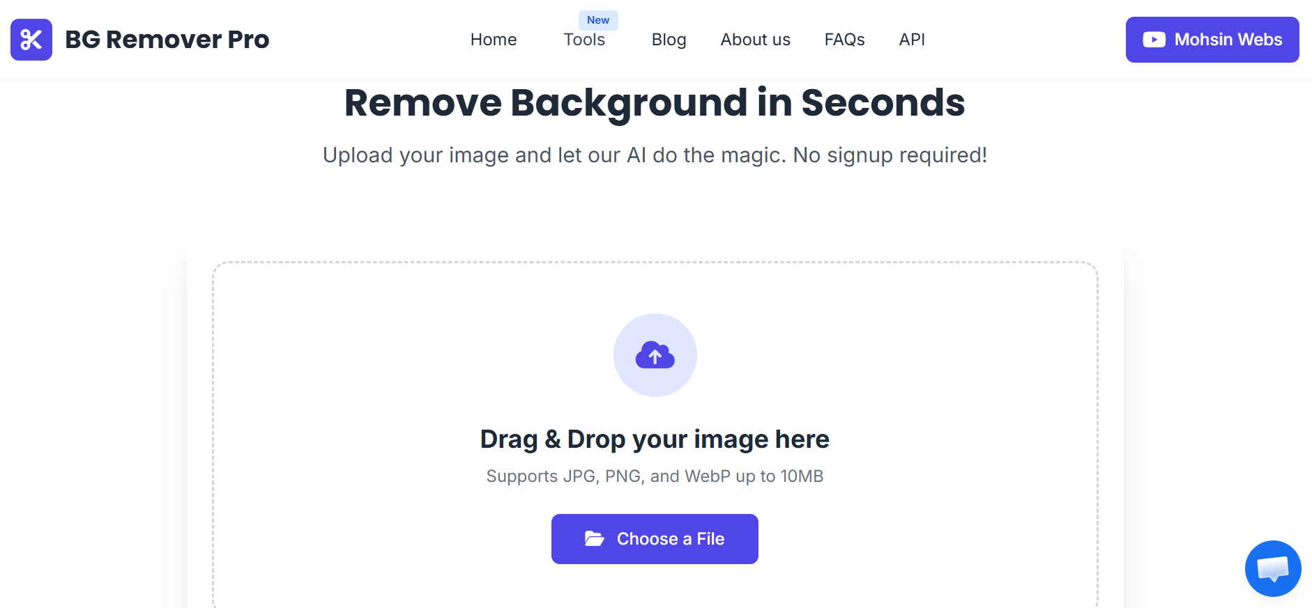BG Remover Pro – AI Background Remover Website screenshot